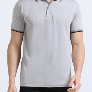 Premium Dotknit Polo T-Shirt - Light Grey