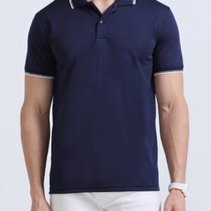 Premium Dotknit Polo T-Shirt - Navy Blue