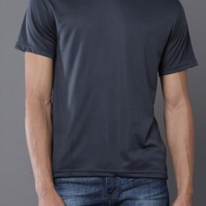 Polyester Round Neck T-Shirt- Dark Grey