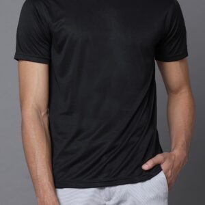 Polyester Round Neck T-Shirt- Classic Black