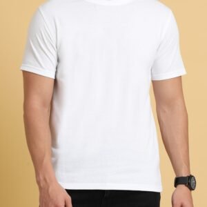 Men Cotton Round Neck T-Shirt - White