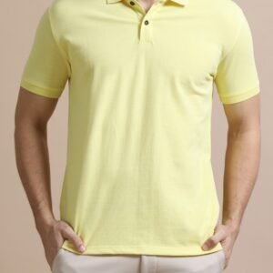 Premium Jacquard Coton Polo - Yellow