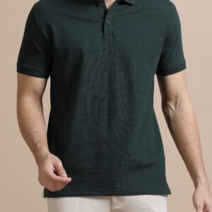 Premium Jacquard Coton Polo - Forest Green