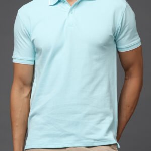 Premium Classic Bio Washed Cotton Polo T-Shirt - Mint Blue