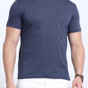 Men Cotton Round Neck T-Shirt - Denim Melange