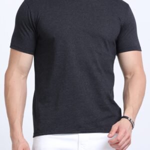 Men Cotton Round Neck T-Shirt - Charcole Melange