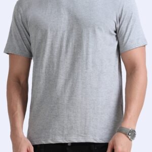 Premium Bio Washed Round Neck T-Shirt - Grey Melange