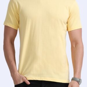 Premium Bio Washed Round Neck T-Shirt - Light yellow