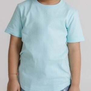 Kids Cotton Round Neck T-Shirt - Mint Blue