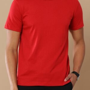 Men Cotton Round Neck T-Shirt - Red