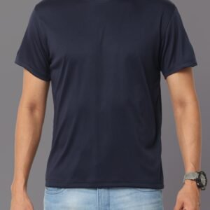 Polyester Round Neck T-Shirt- Midnight Navy
