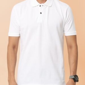 Premium Jacquard Coton Polo - Classic White