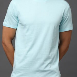Premium Bio Washed Round Neck T-Shirt - Mint Blue